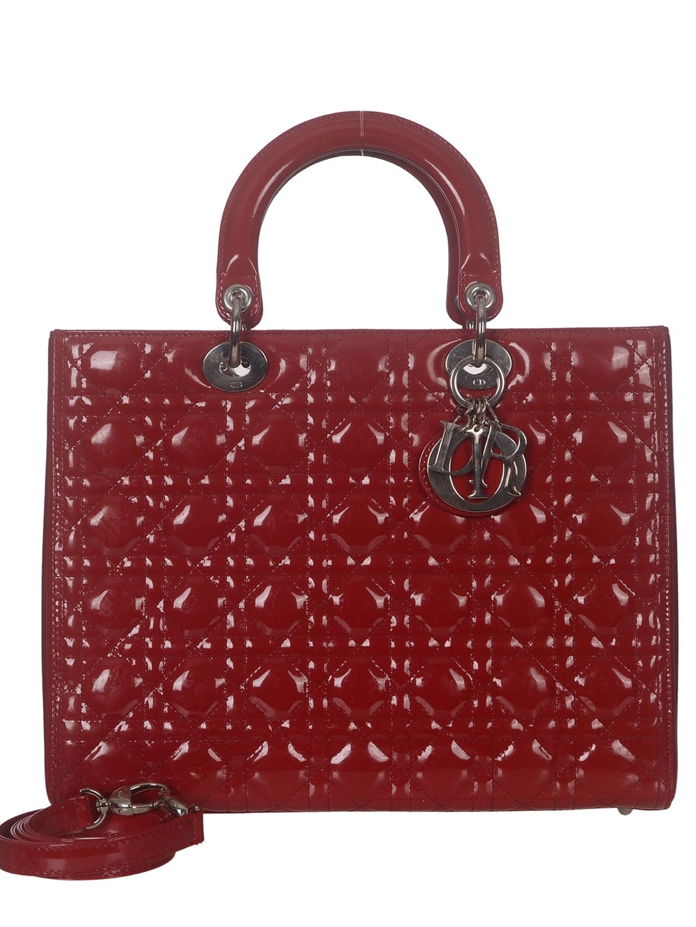 ♥️Dior Lady Dior Large Cherry Red Patent Quilted Top-Handle Women’s Bag♥️